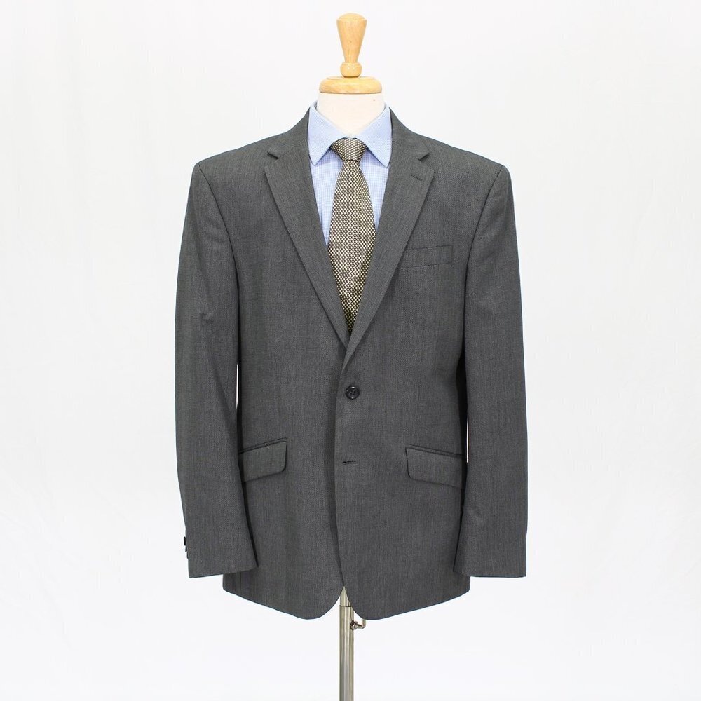 Kenneth Cole 46R Gray Solid 2-Button Sport Coat Blazer Jacket O275